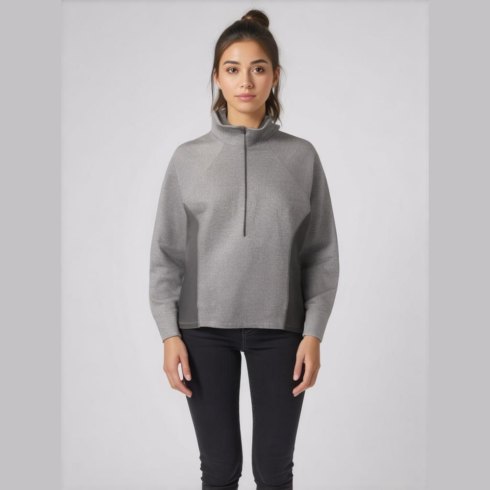 Columbia Half Zip Jacket Pullover Fleece' Gray Black Herringbone Women's Sz S